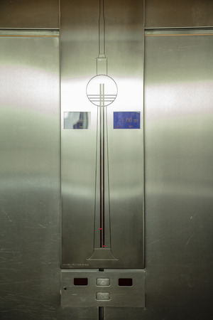 Elevator panel inside the TV Tower of Berlinの写真素材