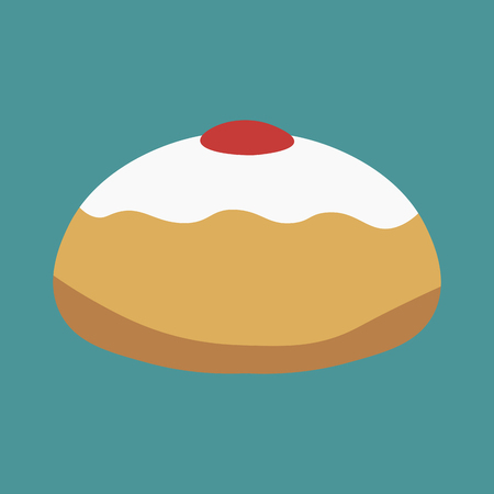 Hanukkah holiday Sufganiyah flat design icon. Vector eps10 illustration.のイラスト素材