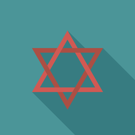 Star of david flat long shadow design icon. Vector eps10 illustration.のイラスト素材