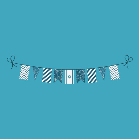 Decorations bunting flags for Israel Independence Day holiday in flat design.のイラスト素材