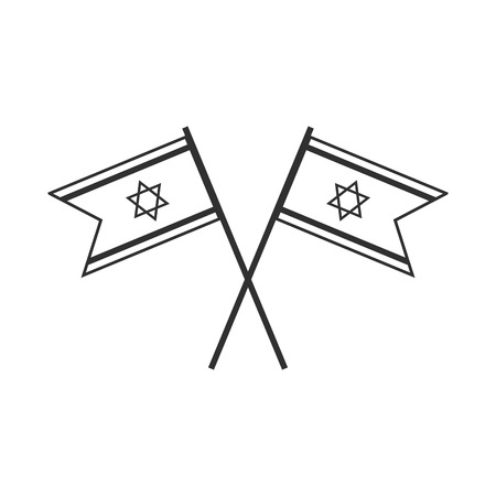 Israel flag icon in black flat outline design. Israel Independence Day holiday concept.のイラスト素材
