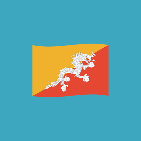 Bhutan flag icon in flat design. Independence day or National day holiday concept.のイラスト素材