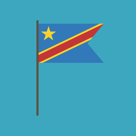 Democratic Republic of the Congo flag icon in flat design. Independence day or National day holiday concept.のイラスト素材