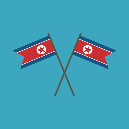 North Korea flag icon in flat design. Independence day or National day holiday concept.のイラスト素材