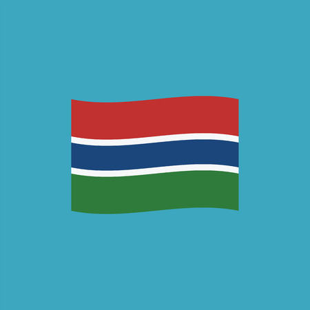 Gambia flag icon in flat design. Independence day or National day holiday concept.のイラスト素材