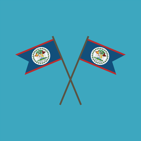 Belize flag icon in flat design. Independence day or National day holiday concept.のイラスト素材