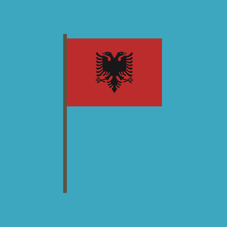 Albania flag icon in flat design. Independence day or National day holiday concept.のイラスト素材