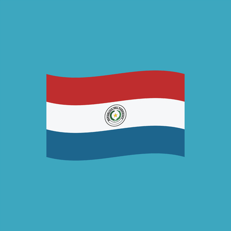 Paraguay flag icon in flat design. Independence day or National day holiday concept.のイラスト素材
