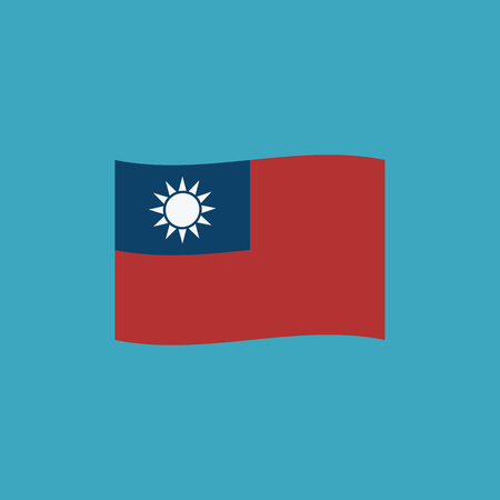 Taiwan flag icon in flat design. Independence day or National day holiday concept.のイラスト素材