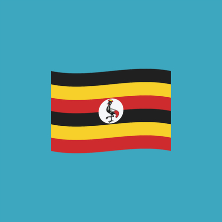 Uganda flag icon in flat design. Independence day or National day holiday concept.のイラスト素材
