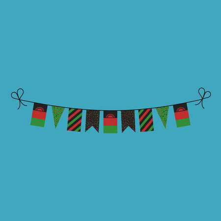 Decorations bunting flags for Malawi national day holiday in flat design. Independence day or National day holiday concept.のイラスト素材