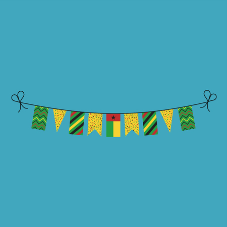 Decorations bunting flags for Guinea-Bissau national day holiday in flat design. Independence day or National day holiday concept.のイラスト素材