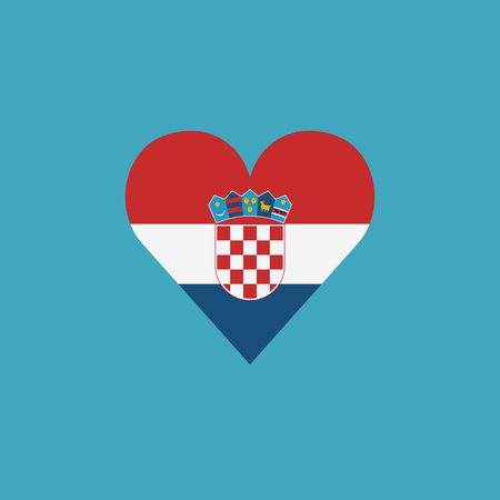 Croatia flag icon in a heart shape in flat design. Independence day or National day holiday concept.のイラスト素材