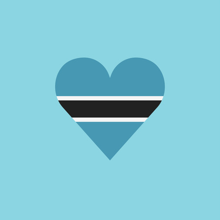Botswana flag icon in a heart shape in flat design. Independence day or National day holiday concept.のイラスト素材