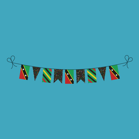 Decorations bunting flags for Saint Kitts and Nevis national day holiday in flat design. Independence day or National day holiday concept.のイラスト素材