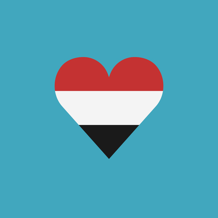 Yemen flag icon in a heart shape in flat design. Independence day or National day holiday concept.のイラスト素材