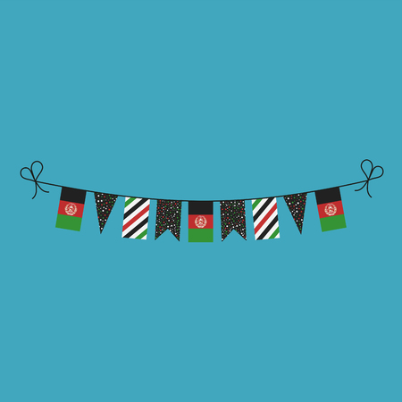 Decorations bunting flags for Afghanistan national day holiday in flat design. Independence day or National day holiday concept.のイラスト素材
