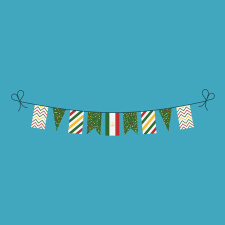 Decorations bunting flags for Tajikistan national day holiday in flat design. Independence day or National day holiday concept.のイラスト素材