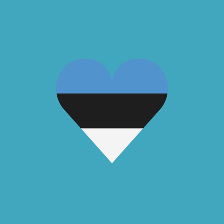 Estonia flag icon in a heart shape in flat design. Independence day or National day holiday concept.のイラスト素材