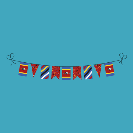 Decorations bunting flags for Swaziland national day holiday in flat design. Independence day or National day holiday concept.のイラスト素材