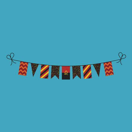 Decorations bunting flags for Angola national day holiday in flat design. Independence day or National day holiday concept.のイラスト素材