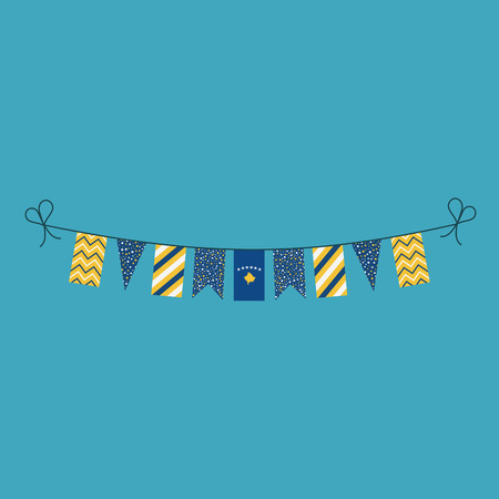 Decorations bunting flags for Kosovo national day holiday in flat design. Independence day or National day holiday concept.のイラスト素材