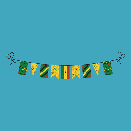 Decorations bunting flags for Ghana national day holiday in flat design. Independence day or National day holiday concept.のイラスト素材