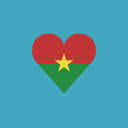 Burkina Faso flag icon in a heart shape in flat design. Independence day or National day holiday concept.のイラスト素材