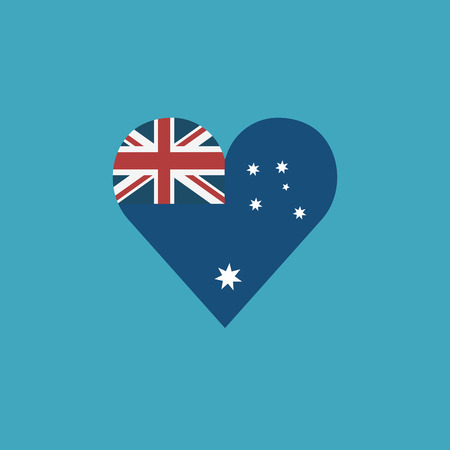 Australia flag icon in a heart shape in flat design. Independence day or National day holiday concept.のイラスト素材