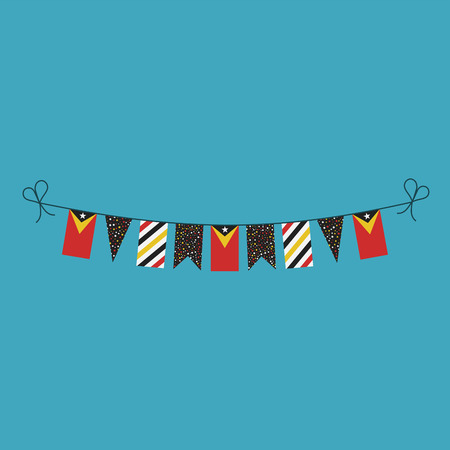 Decorations bunting flags for East Timor national day holiday in flat design. Independence day or National day holiday concept.のイラスト素材