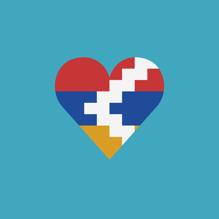 Republic of Artsakh flag icon in a heart shape in flat design. Independence day or National day holiday concept.のイラスト素材