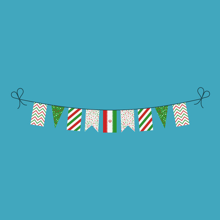 Decorations bunting flags for Iran national day holiday in flat design. Independence day or National day holiday concept.のイラスト素材