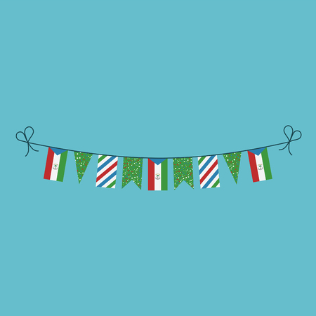Decorations bunting flags for Equatorial Guinea national day holiday in flat design. Independence day or National day holiday concept.のイラスト素材