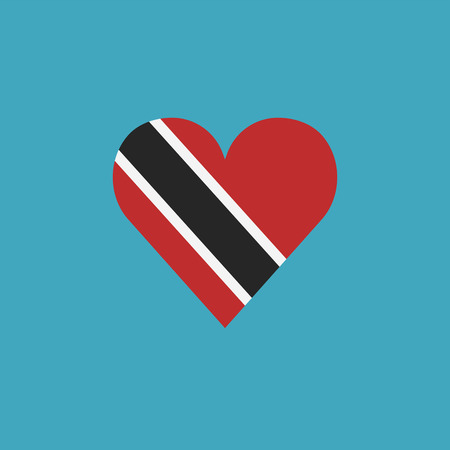 Trinidad and Tobago flag icon in a heart shape in flat design. Independence day or National day holiday concept.のイラスト素材