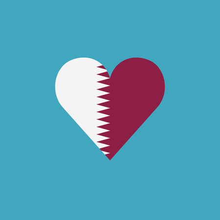 Qatar flag icon in a heart shape in flat design. Independence day or National day holiday concept.のイラスト素材