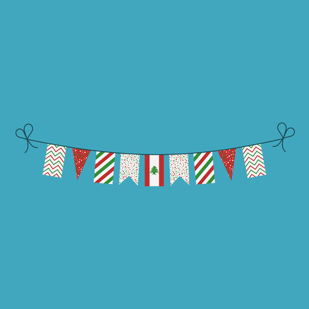 Decorations bunting flags for Lebanon national day holiday in flat design. Independence day or National day holiday concept.のイラスト素材