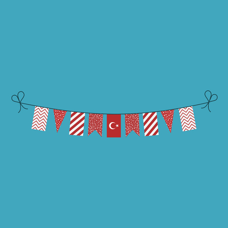 Decorations bunting flags for Turkey national day holiday in flat design. Independence day or National day holiday concept.のイラスト素材