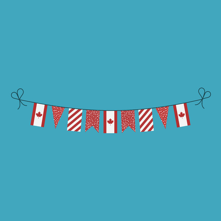 Decorations bunting flags for Canada national day holiday in flat design. Independence day or National day holiday concept.のイラスト素材