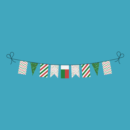 Decorations bunting flags for Madagascar national day holiday in flat design. Independence day or National day holiday concept.のイラスト素材