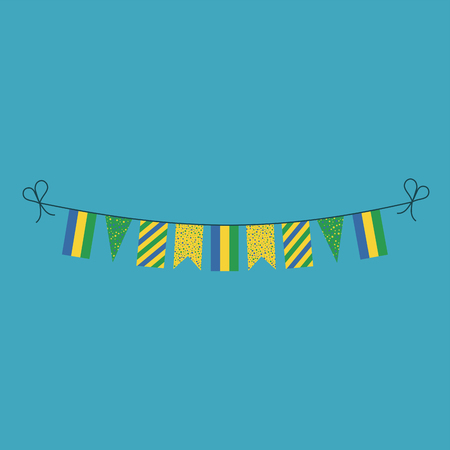 Decorations bunting flags for Gabon national day holiday in flat design. Independence day or National day holiday concept.のイラスト素材