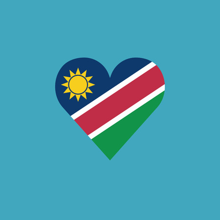 Namibia flag icon in a heart shape in flat design. Independence day or National day holiday concept.のイラスト素材