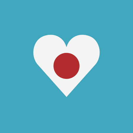 Japan flag icon in a heart shape in flat design. Independence day or National day holiday concept.のイラスト素材