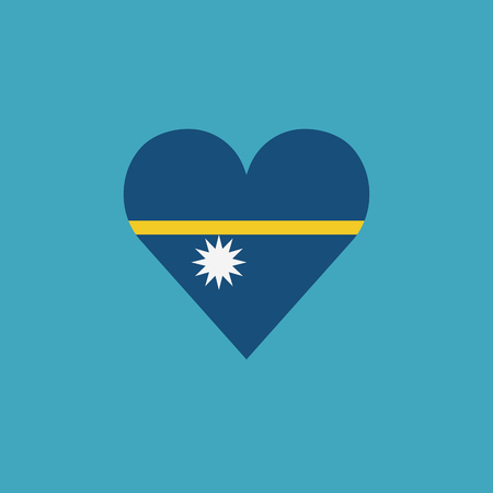 Nauru flag icon in a heart shape in flat design. Independence day or National day holiday concept.のイラスト素材