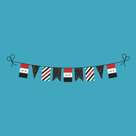 Decorations bunting flags for Iraq national day holiday in flat design. Independence day or National day holiday concept.のイラスト素材