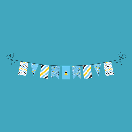Decorations bunting flags for Saint Lucia national day holiday in flat design. Independence day or National day holiday concept.のイラスト素材