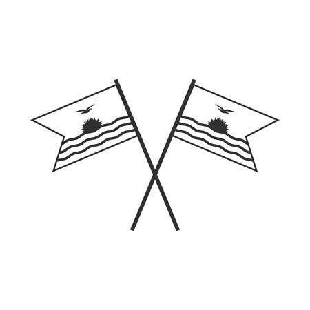 Kiribati flag icon in black outline flat design. Independence day or National day holiday concept.のイラスト素材