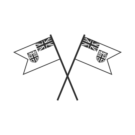 Fiji flag icon in black outline flat design. Independence day or National day holiday concept.のイラスト素材