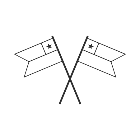 Chile flag icon in black outline flat design. Independence day or National day holiday concept.のイラスト素材