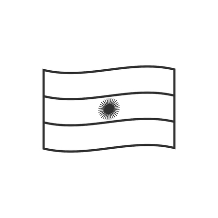 Argentina flag icon in black outline flat design. Independence day or National day holiday concept.のイラスト素材