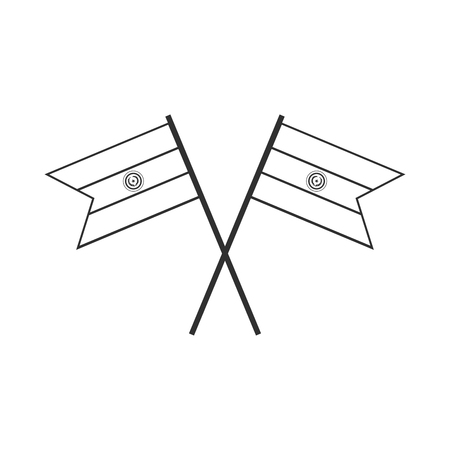Paraguay flag icon in black outline flat design. Independence day or National day holiday concept.のイラスト素材